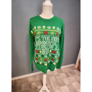 Holiday Time Ugly Christmas sweater Its the most wonderful time for a beer green